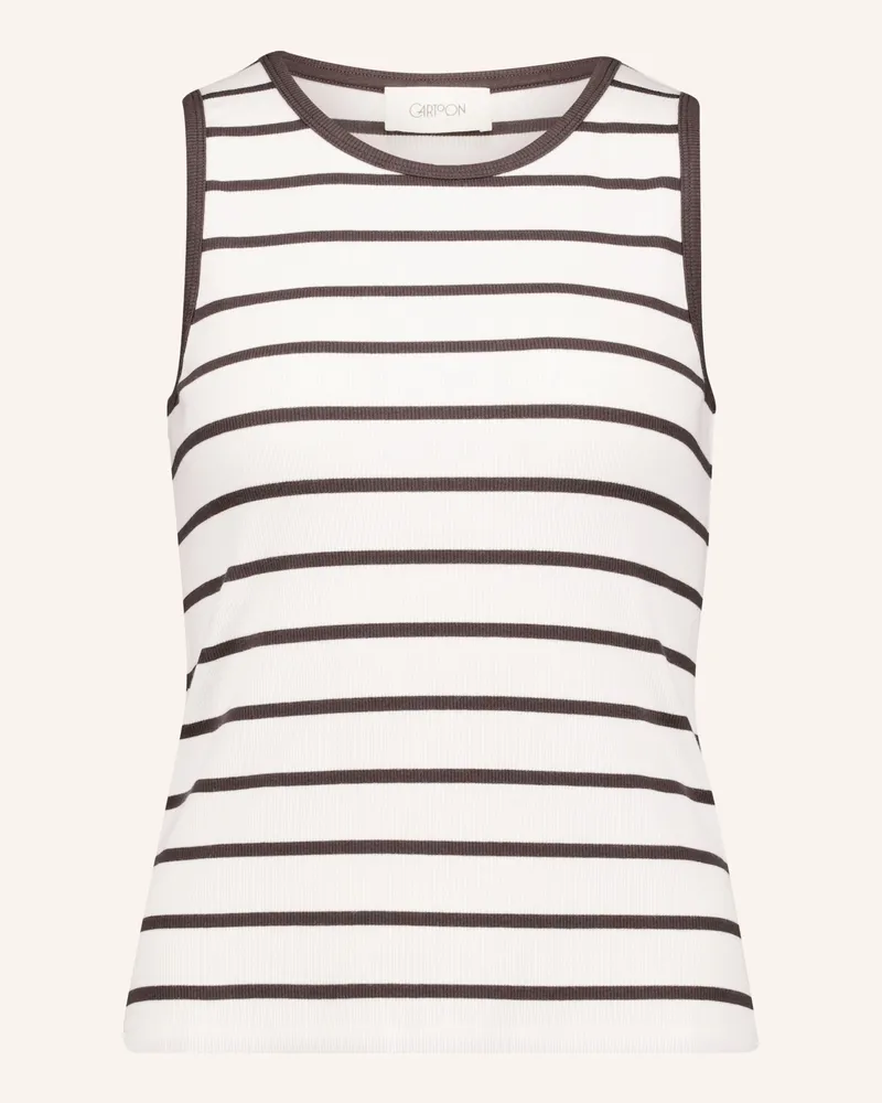 Cartoon Top braun Weiss