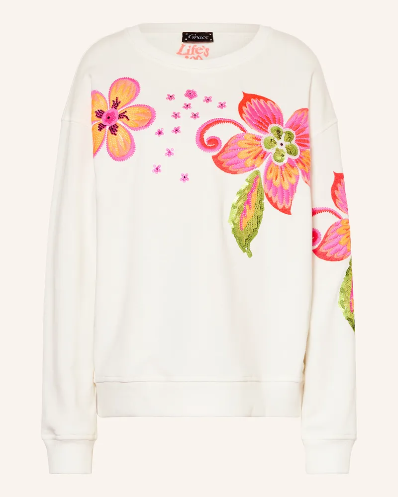 Grace Sweatshirt Mit Pailletten weiss Weiss
