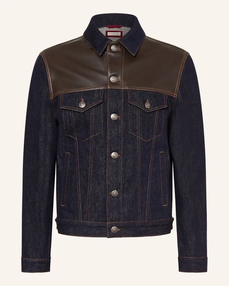 Brunello Cucinelli Jeansjacke Im Materialmix blau C9014