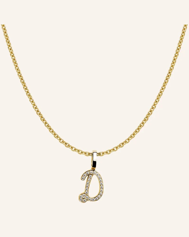 CADA Kette TINY DIAMOND LETTER D Gold