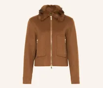 Jacke Mit Abnehmbarem Kunstfell braun