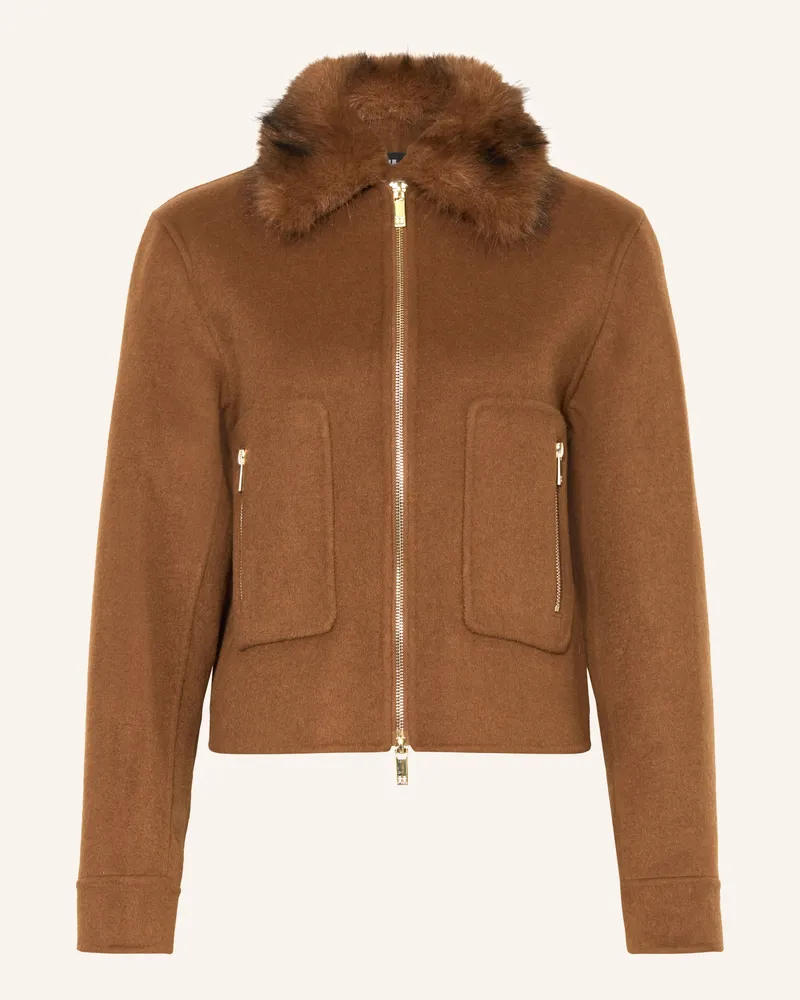 Riani Jacke Mit Abnehmbarem Kunstfell braun Cognac