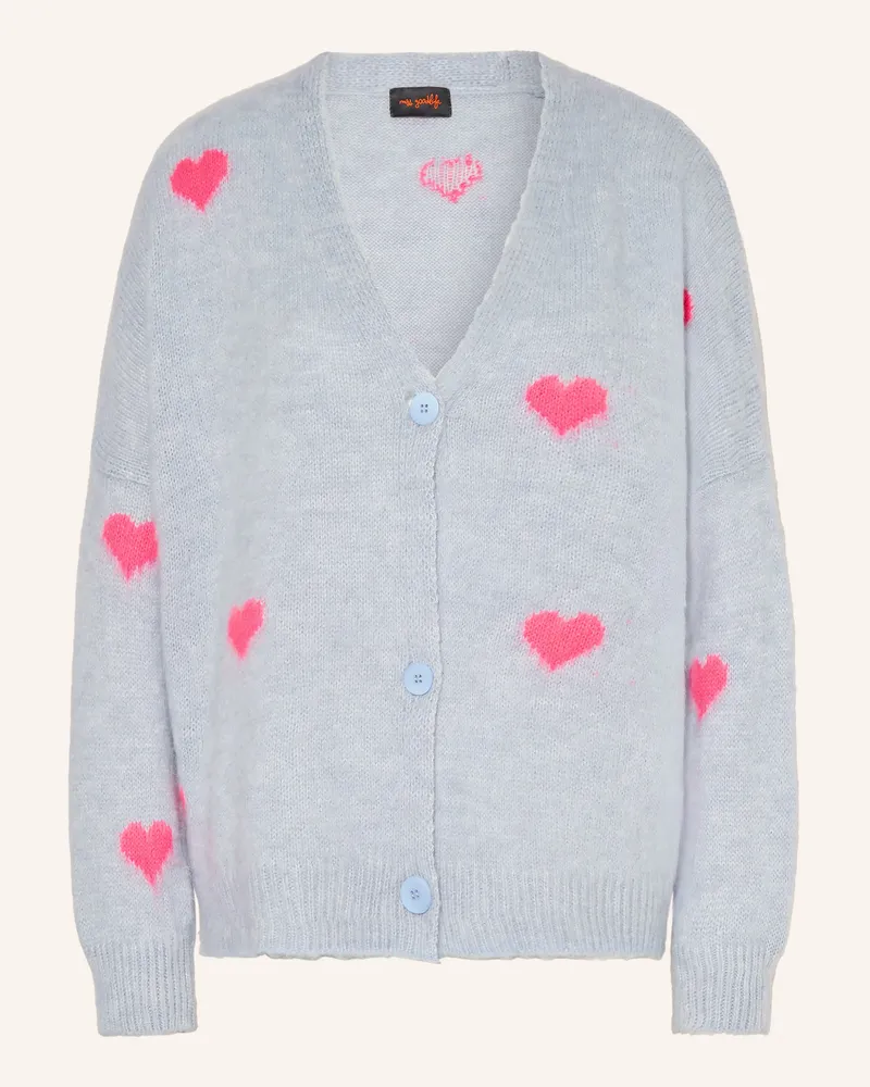 Miss Goodlife Strickjacke Mit Alpaka blau Hellgrau