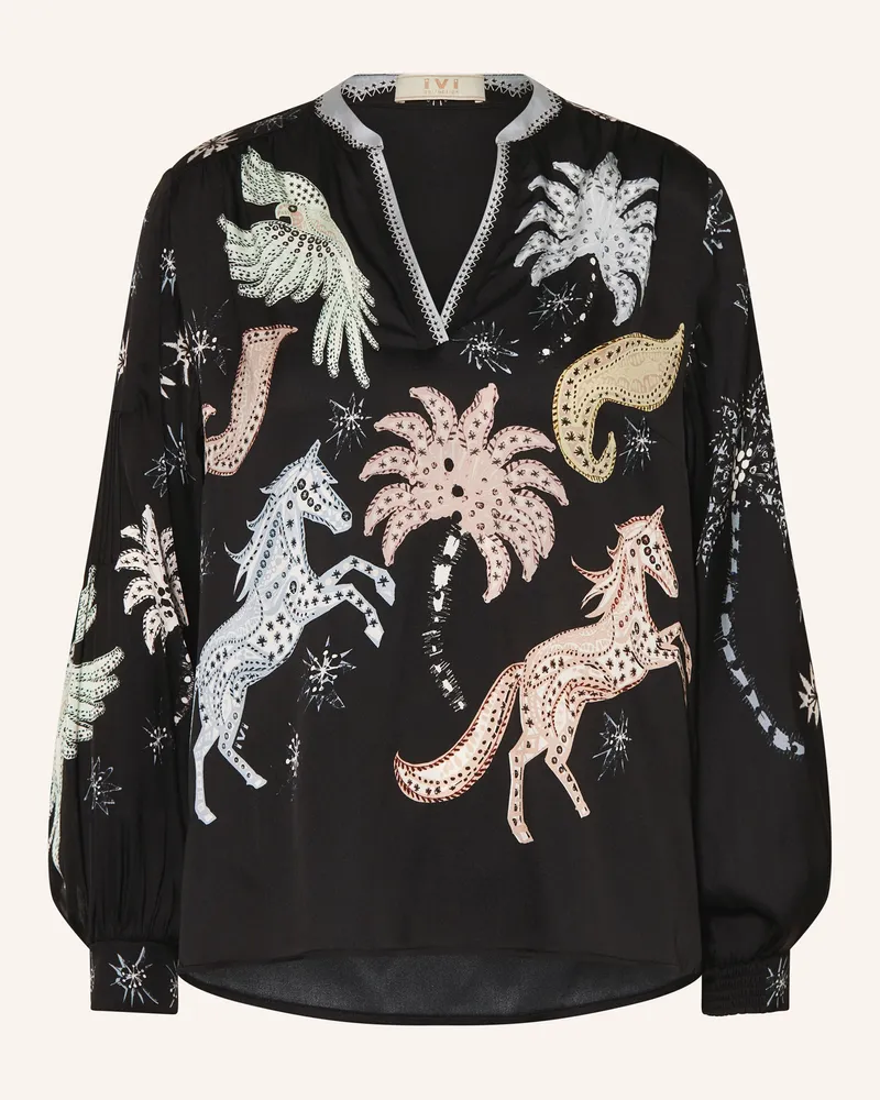 IVI Collection Blusenshirt aus Seide Schwarz