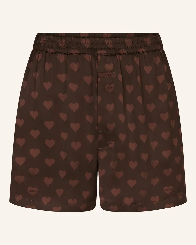 SKIMS Boxershorts Sleep Sateen Aus Satin braun Cocoa