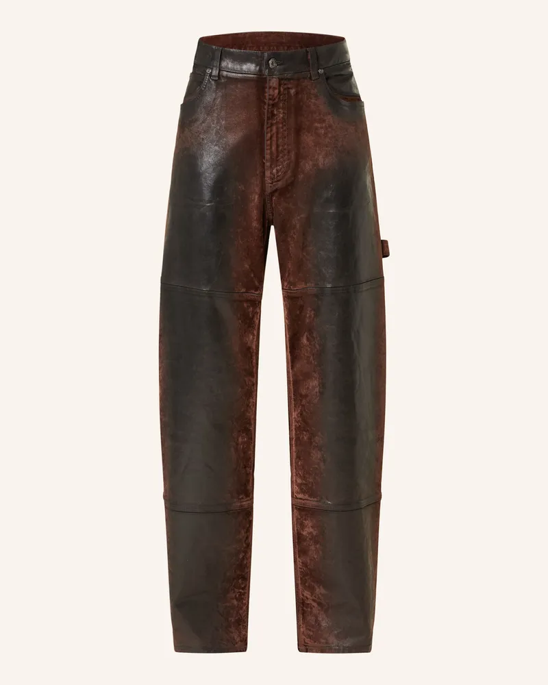 Dolce & Gabbana Cargojeans OVER Regular Fit in Lederoptik Braun