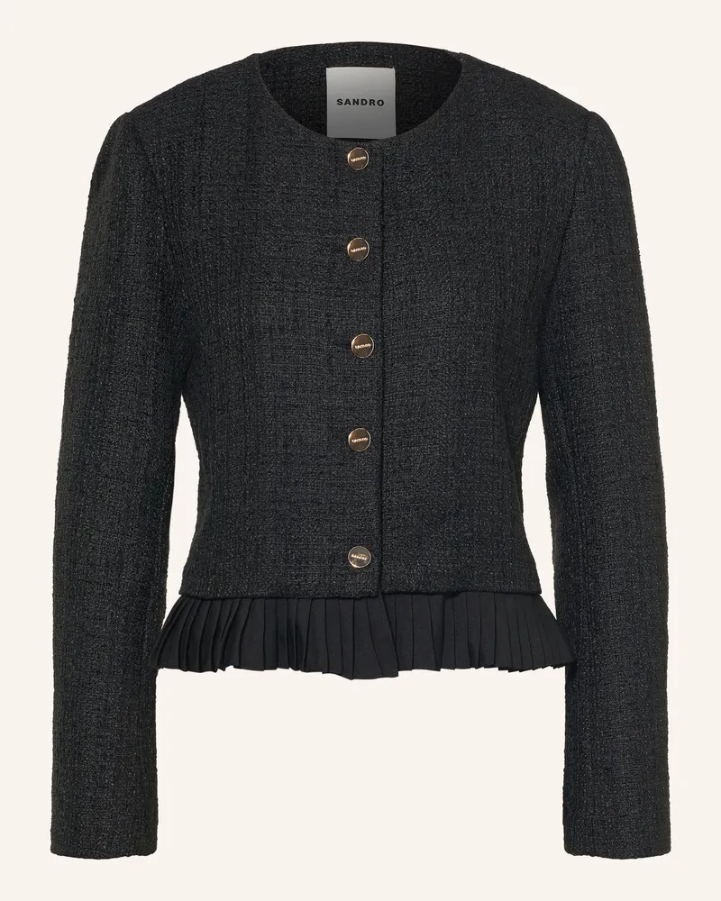 Sandro Tweed-Jacke schwarz Schwarz