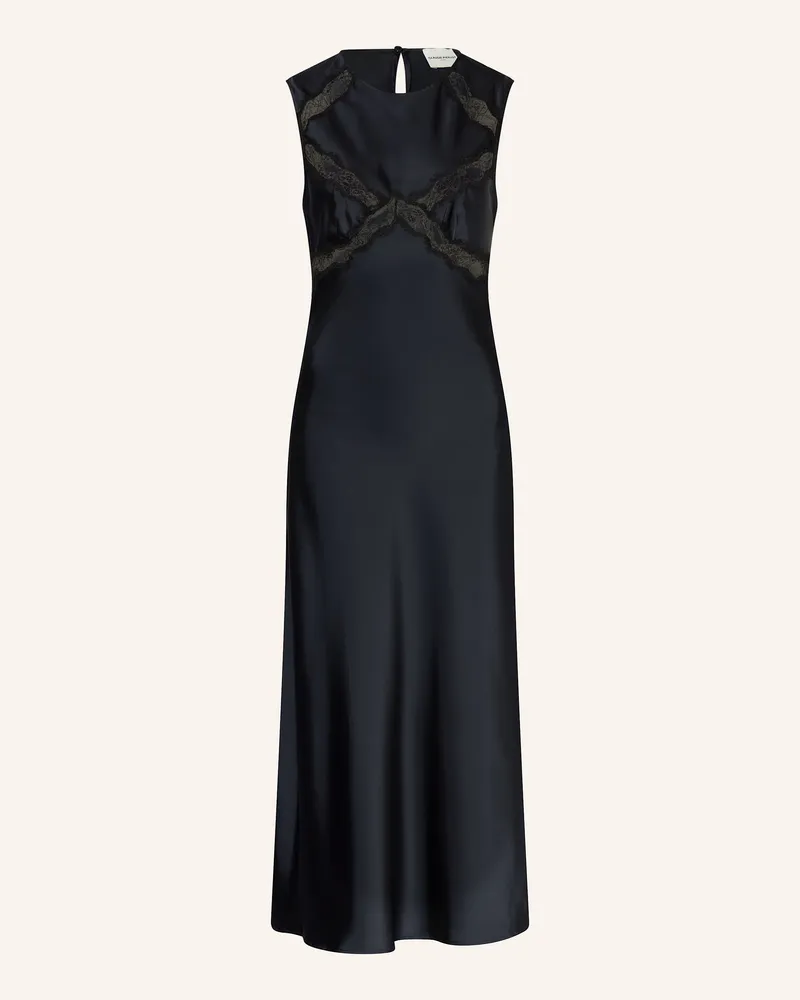 Claudie Pierlot Satinkleid mit Spitze Dunkelblau