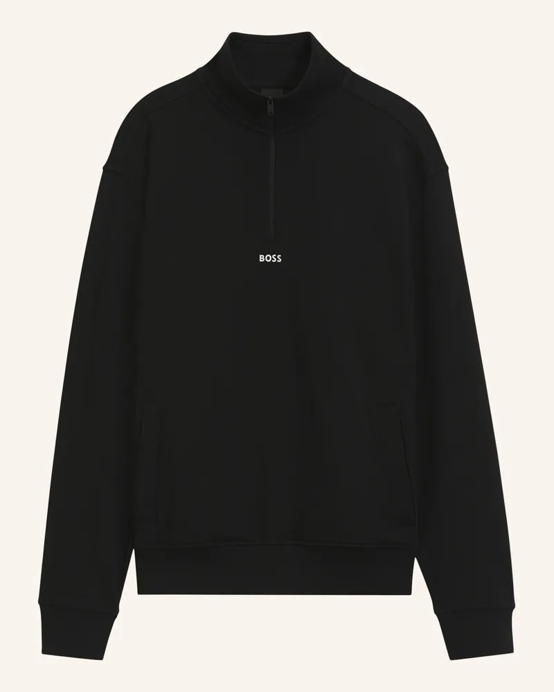 HUGO BOSS Sweatshirt Ze_Smallzip Relaxed Fit schwarz Schwarz