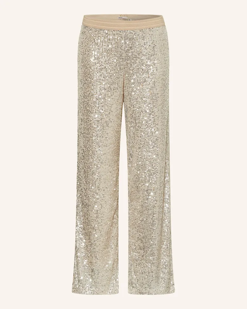 only Hose mit Pailletten Gold