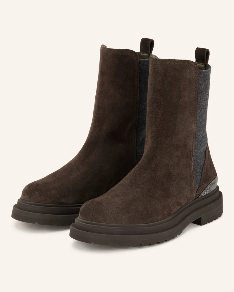 Brunello Cucinelli Chelsea-Boots Mit Schmucksteinen braun Dunkelbraun