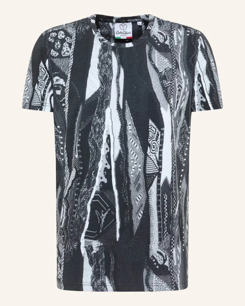 Carlo Colucci T-Shirt mit Knitprint EGON Schwarz
