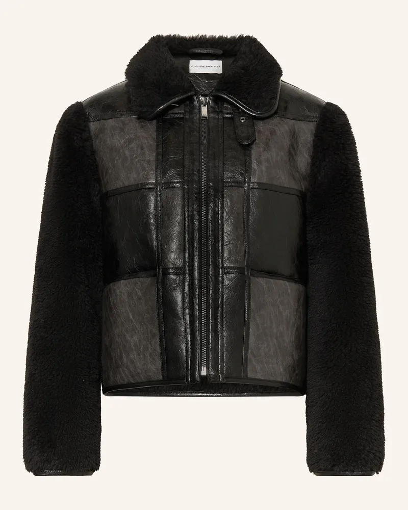 Claudie Pierlot Lederjacke im Materialmix Schwarz