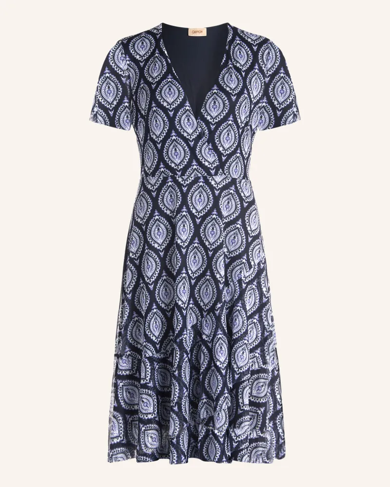 Cartoon Mesh-Kleid mit Volants Dunkelblau