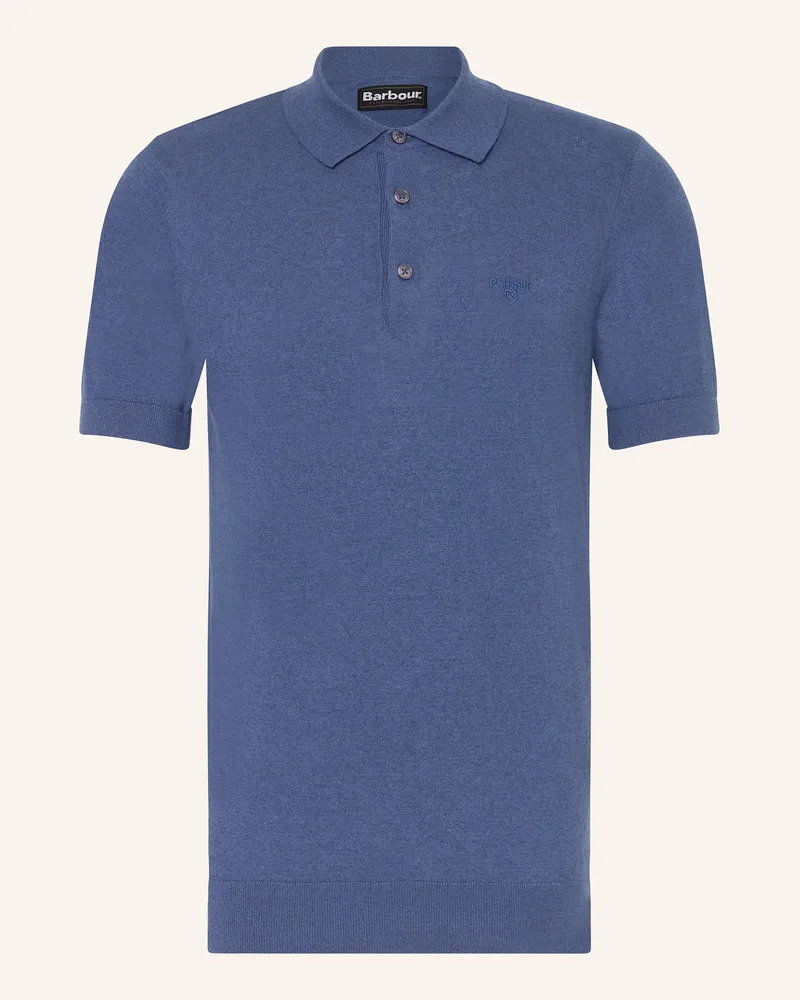 Barbour Strick-Poloshirt BOSTON mit Leinen Dunkelblau
