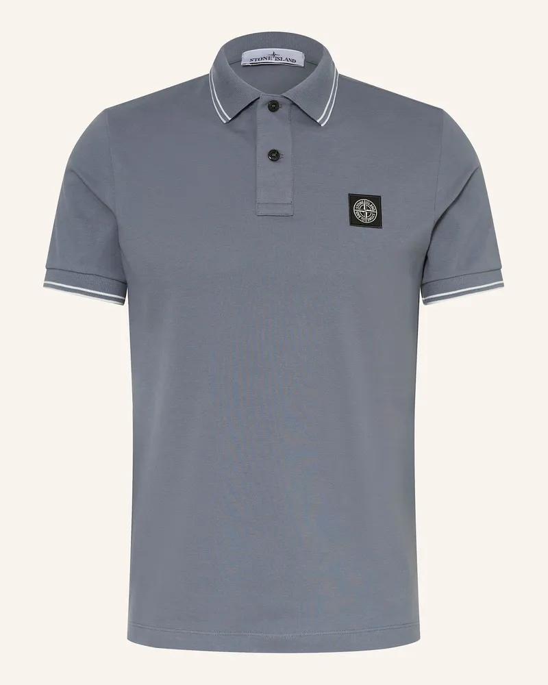 Stone Island Piqué-Poloshirt Slim Fit blau Blaugrau