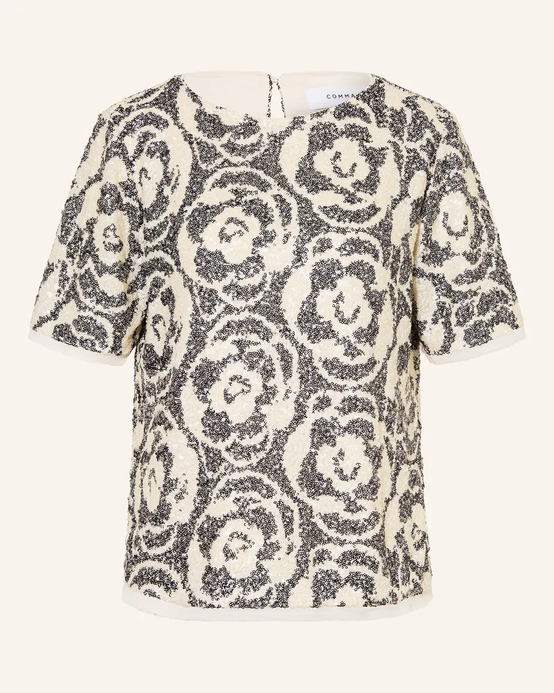 COMMA Blusenshirt Mit Pailletten weiss Creme