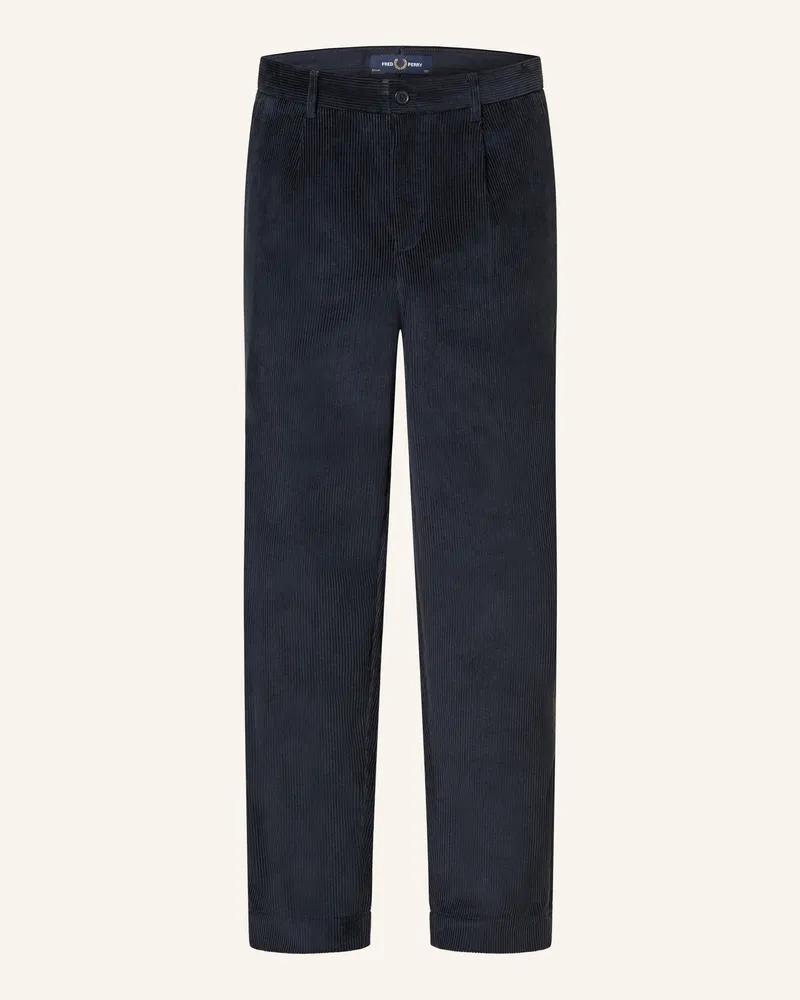 Fred Perry Cordhose Tapered Fit blau Dunkelblau
