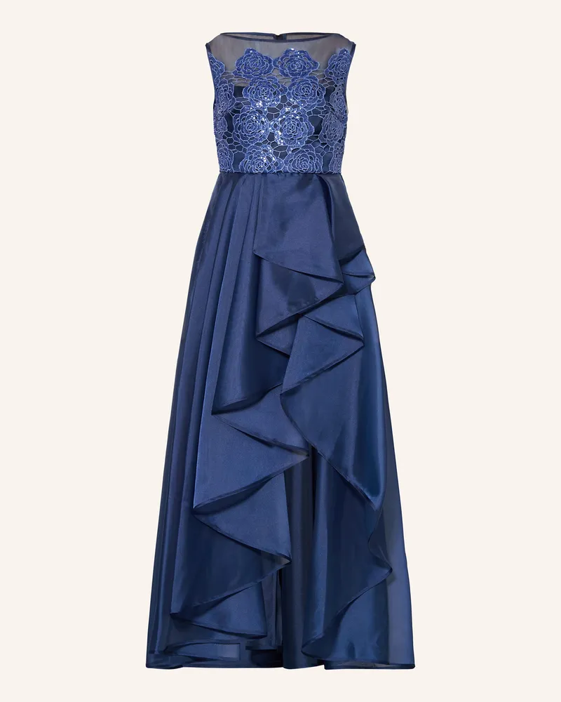 Talbot Runhof Abendkleid Mit Spitze Und Pailletten blau Blau