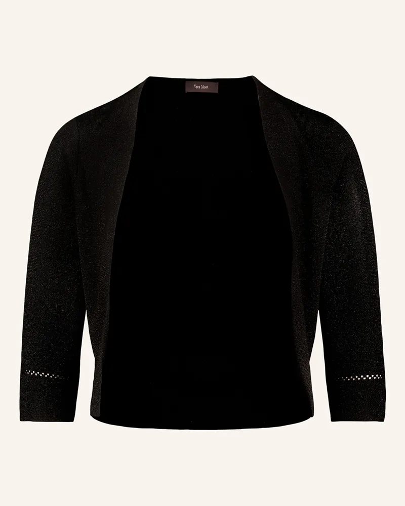 Vera Mont Strick-Bolero mit 3/4-Arm und Glitzergarn Schwarz
