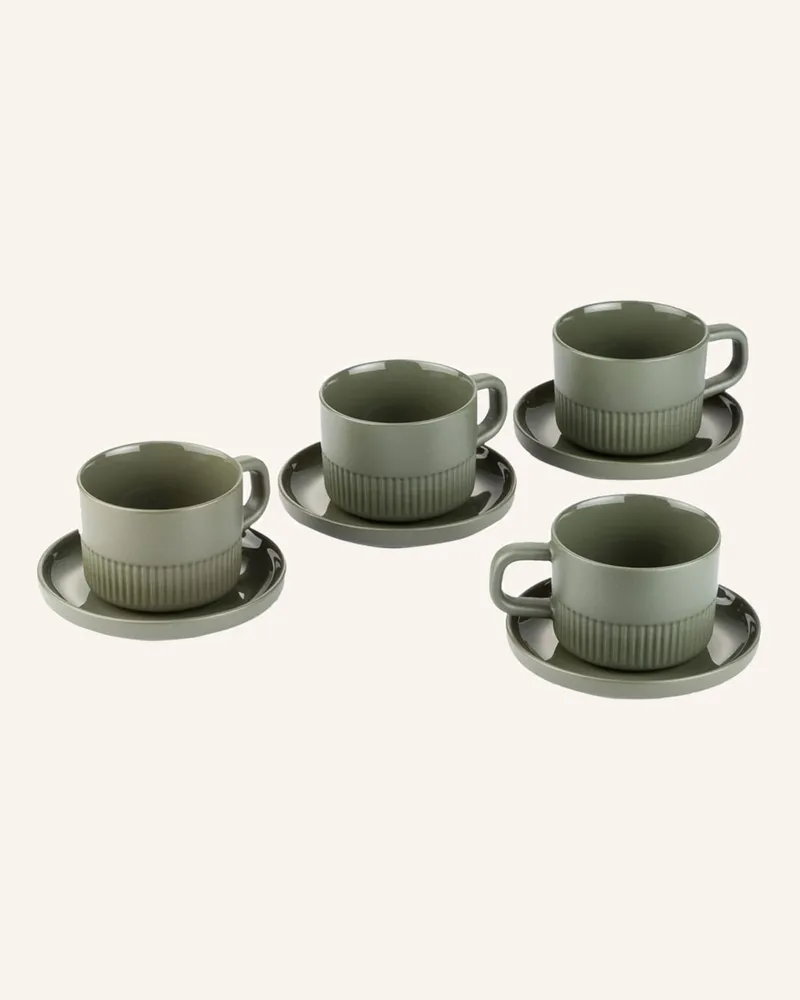 Marc O'Polo 4er-Set Espressotassen Moments Mit Untertasse gruen Oliv