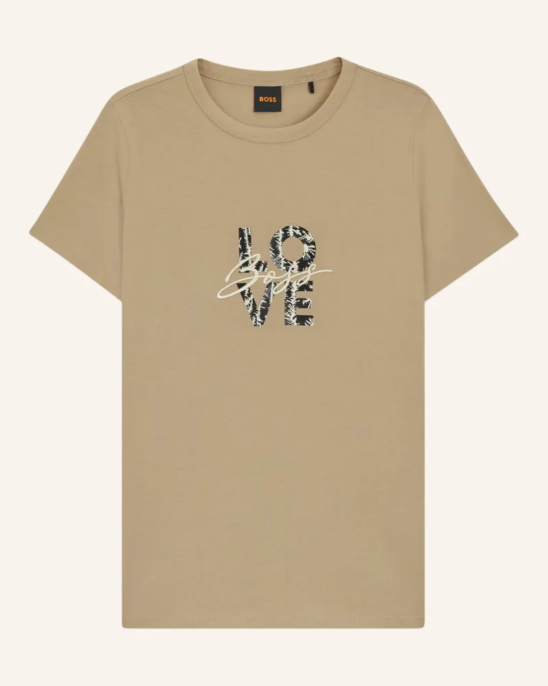HUGO BOSS T-Shirt C_ELOGO_PRINT19 Slim Fit Braun