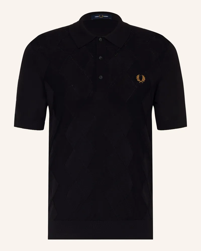 Fred Perry Strick-Poloshirt schwarz Schwarz