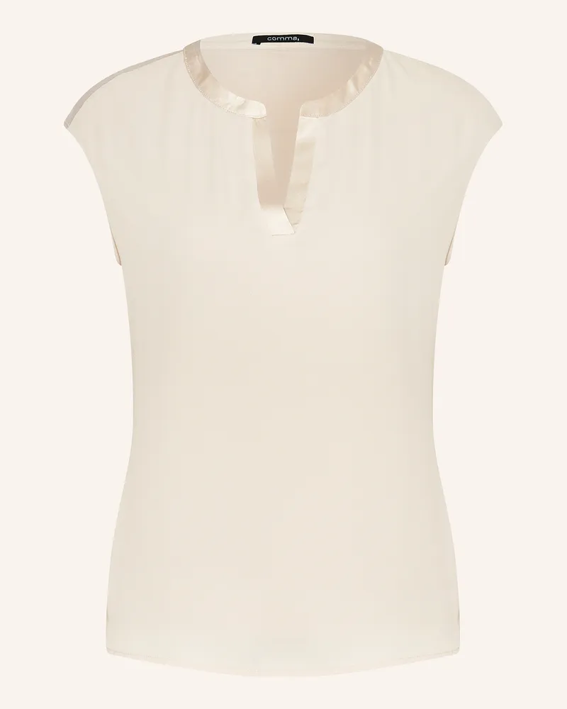 COMMA Blusentop Im Materialmix beige Hellbraun