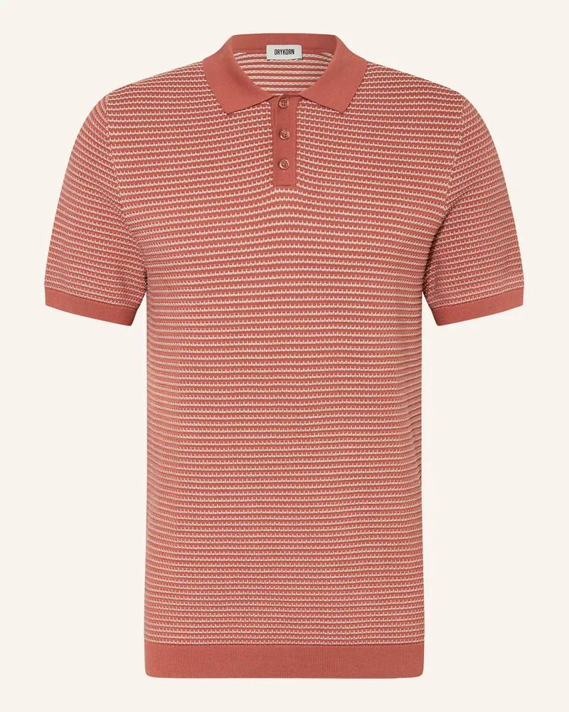 Drykorn Strick-Poloshirt Triton Regular Fit rot Dunkelorange
