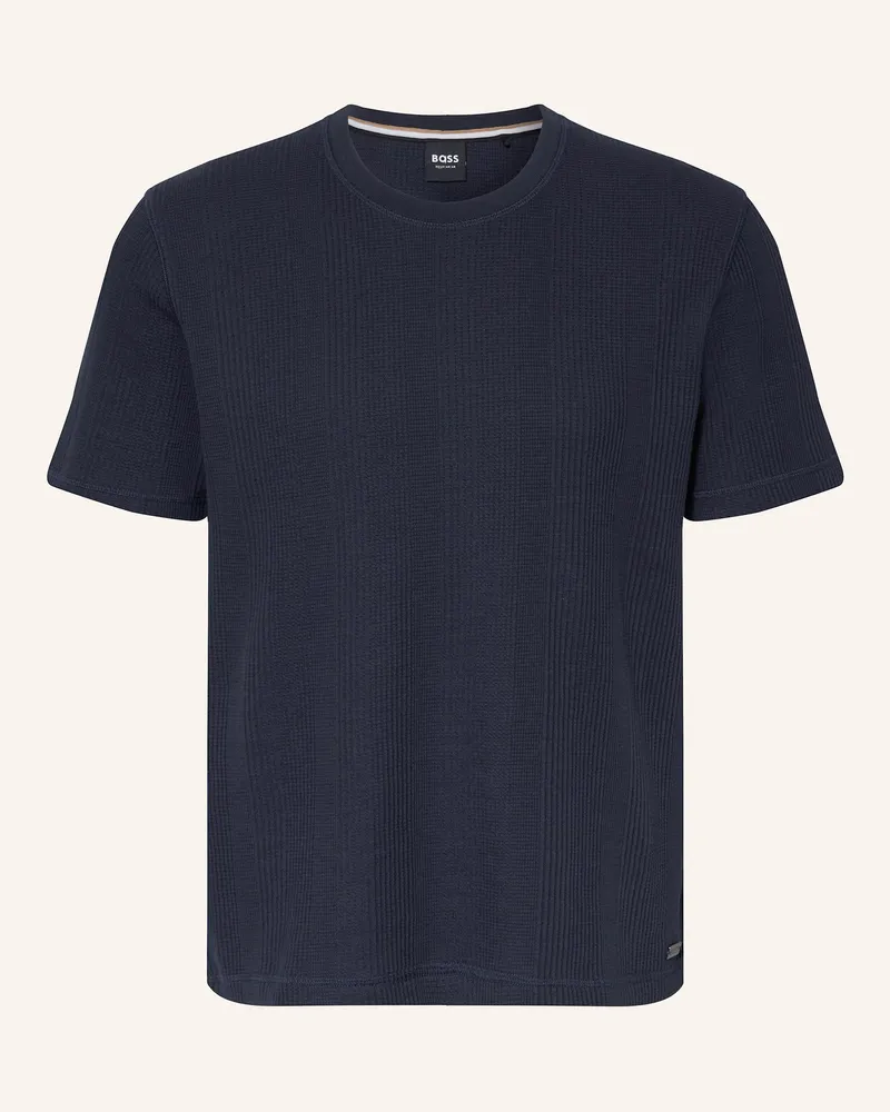 HUGO BOSS Schlafshirt Structure blau Dunkelblau