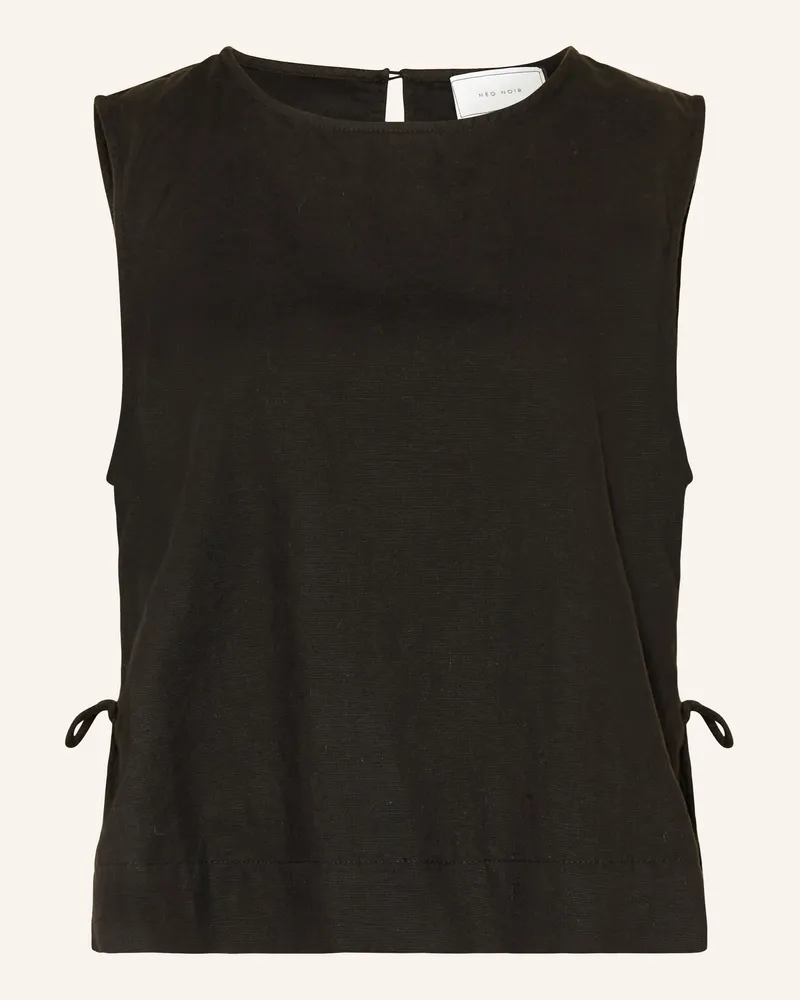 Neo Noir Top Svetlana Mit Leinen schwarz Schwarz