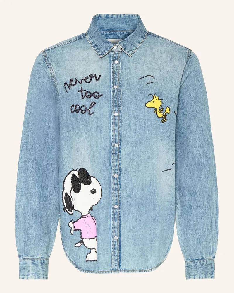 Princess goes Hollywood Jeansbluse mit Schmucksteinen Blau