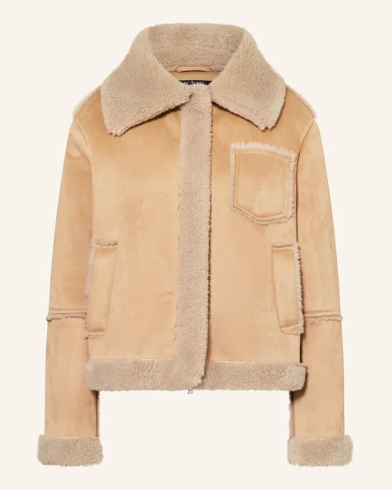 MARC AUREL Jacke in Lederoptik mit Kunstfell Beige