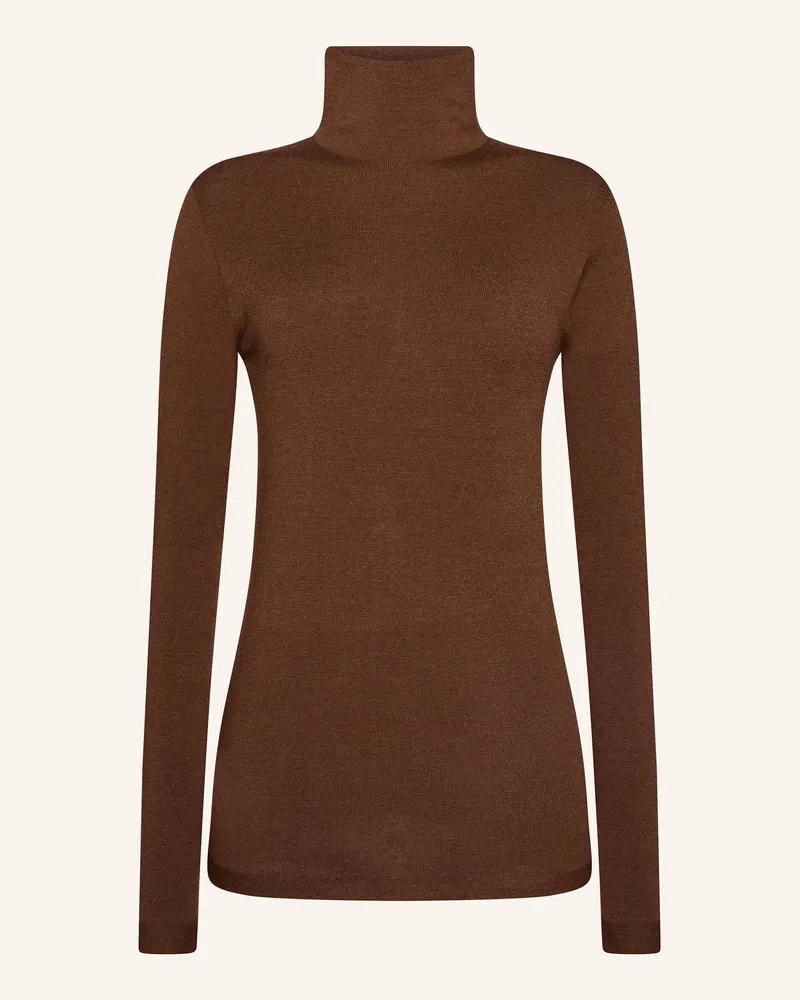 Wolford Pullover THE MERINO TOP LONG SLEEVES Braun
