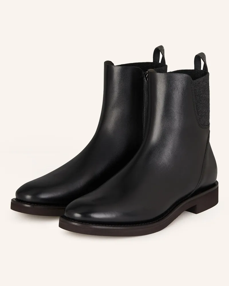 Brunello Cucinelli Chelsea-Boots Mit Schmucksteinen schwarz Schwarz