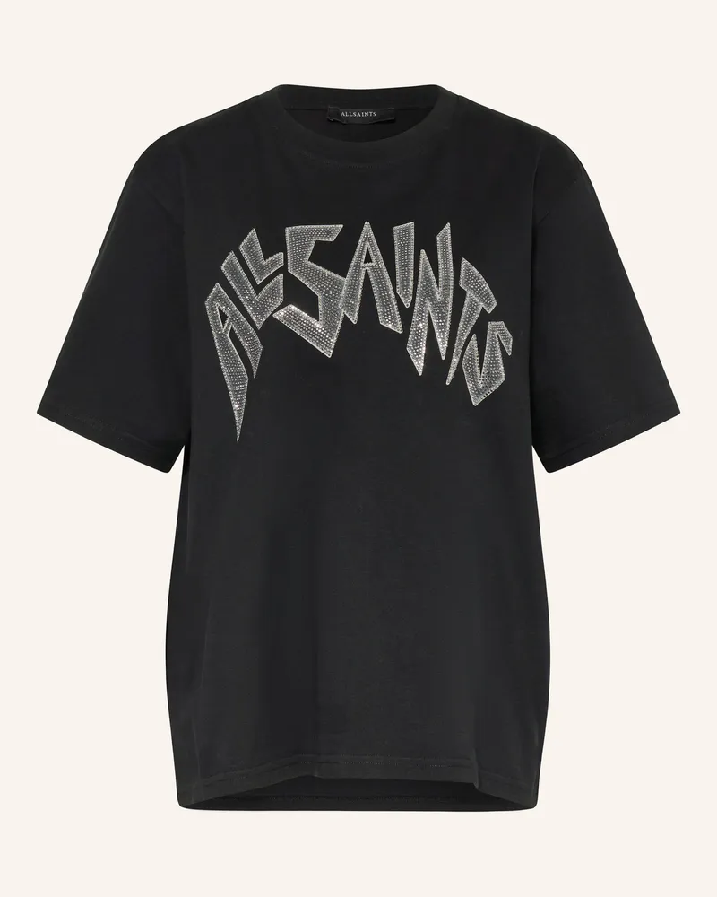 AllSaints T-Shirt ZINC mit Schmucksteinen Schwarz