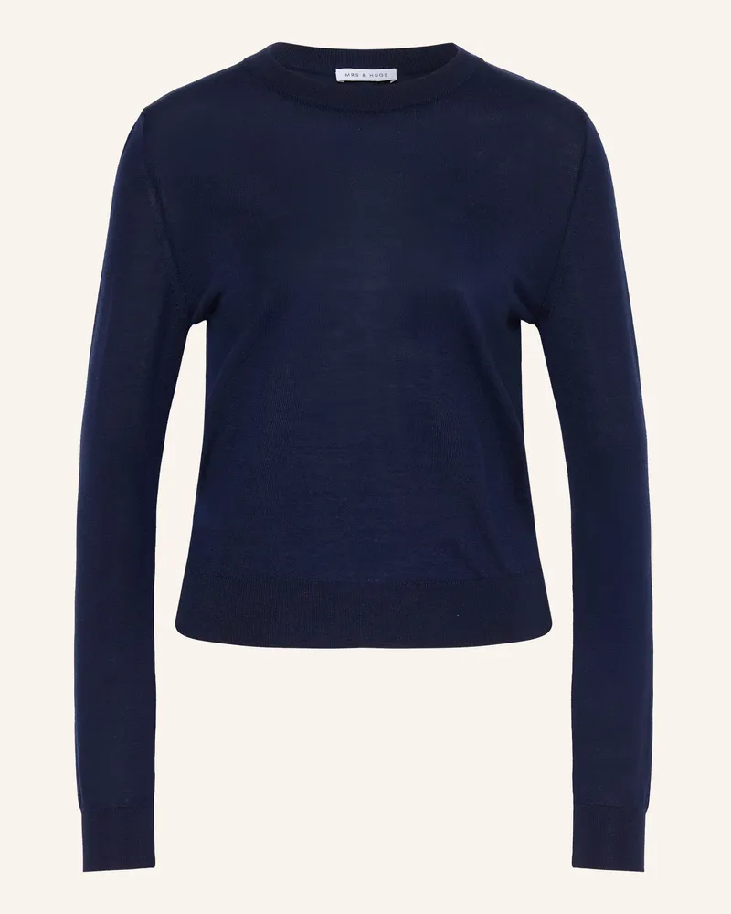Mrs & HUGS Pullover Aus Merinowolle blau Dunkelblau