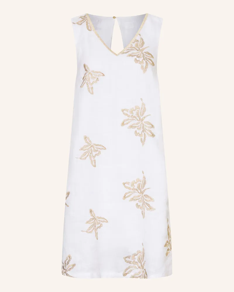 120% Lino Strandkleid aus Leinen mit Glitzergarn Weiss