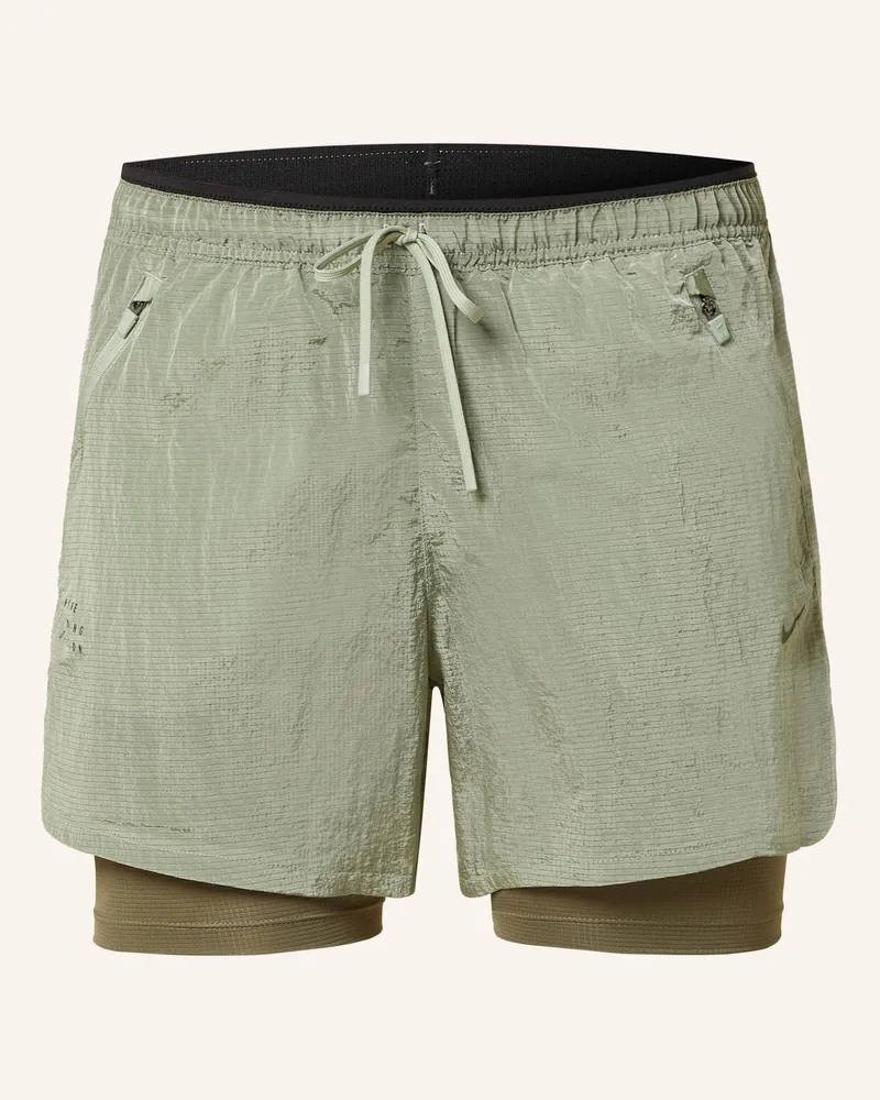 Nike 2-In-1-Laufshorts Stride Running Division gruen Hellgrün