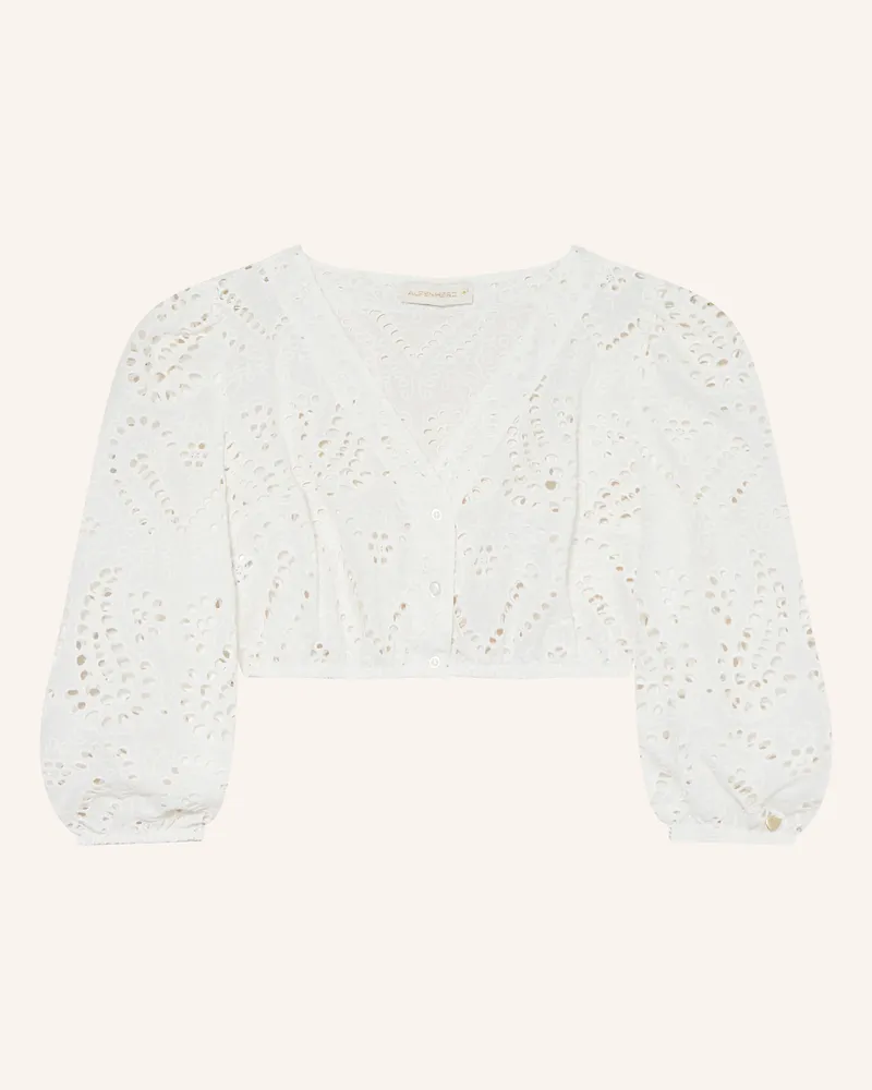 AlpenHERZ Dirndlbluse LOU aus Lochspitze mit 3/4-Arm Weiss