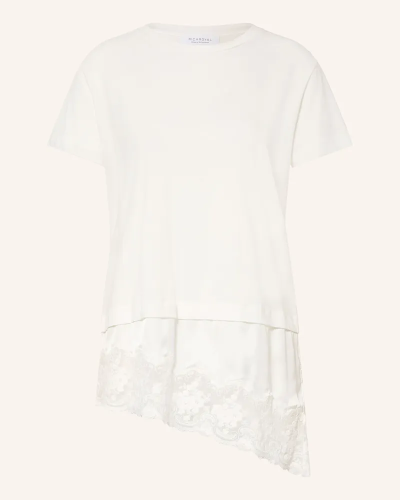 Rich&Royal T-Shirt Im Materialmix weiss Ecru