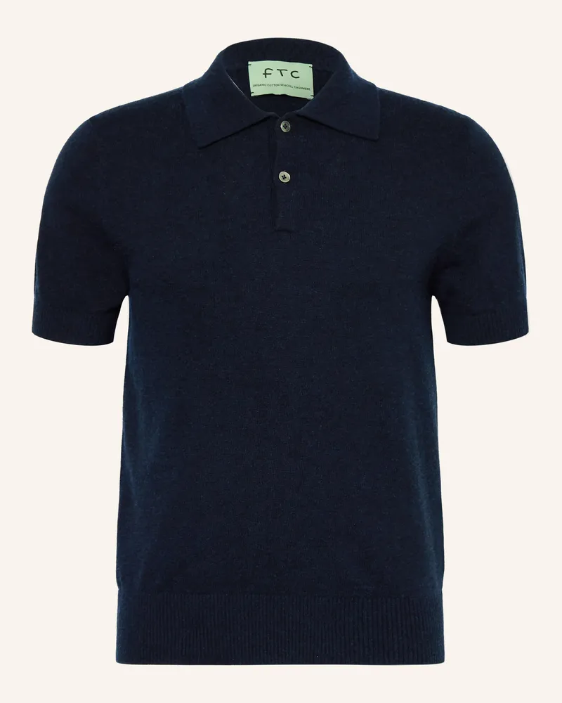 FTC Cashmere Strick-Poloshirt blau Dunkelblau