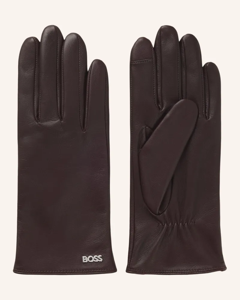 HUGO BOSS Lederhandschuhe GUEEN-ME Dunkellila