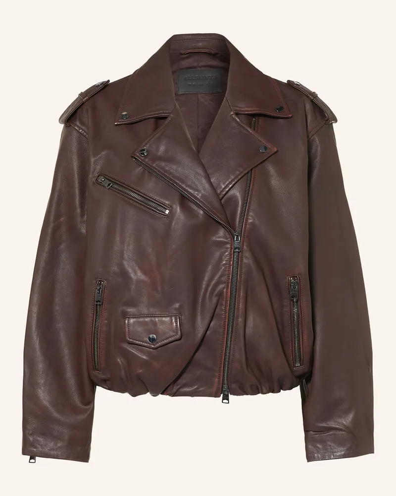 AllSaints Lederjacke Samina rot Dunkelbraun