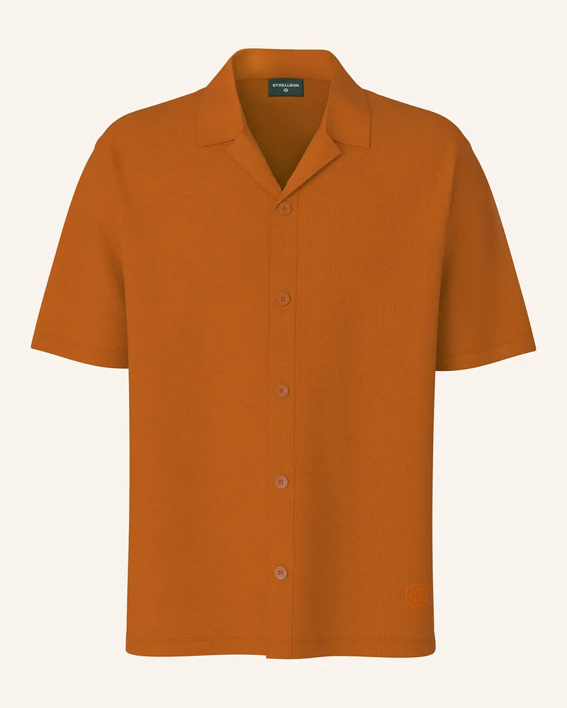 Strellson Strickhemd Soma Slim Fit braun Dunkelorange