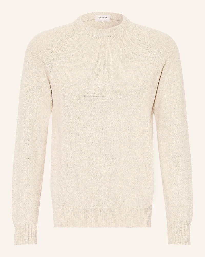 AGNONA Pullover mit Seide Hellgrau