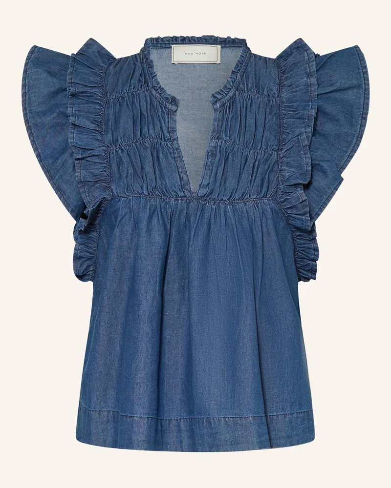 Neo Noir Blusentop JAYLA in Jeansoptik Dunkelblau