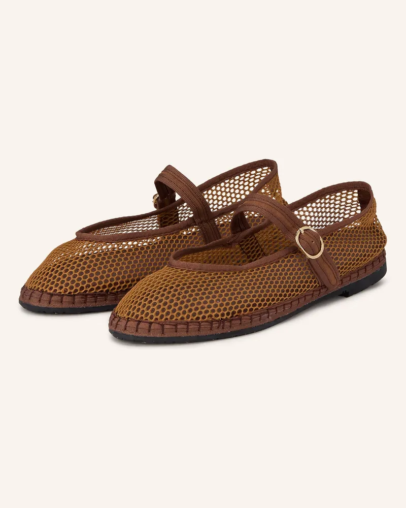 FLABELUS Mary-Jane-Ballerinas Isabella braun Cognac