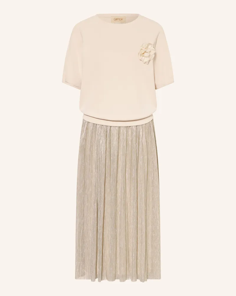 Cartoon Set: Kleid mit Plissees und Sweatshirt Ecru