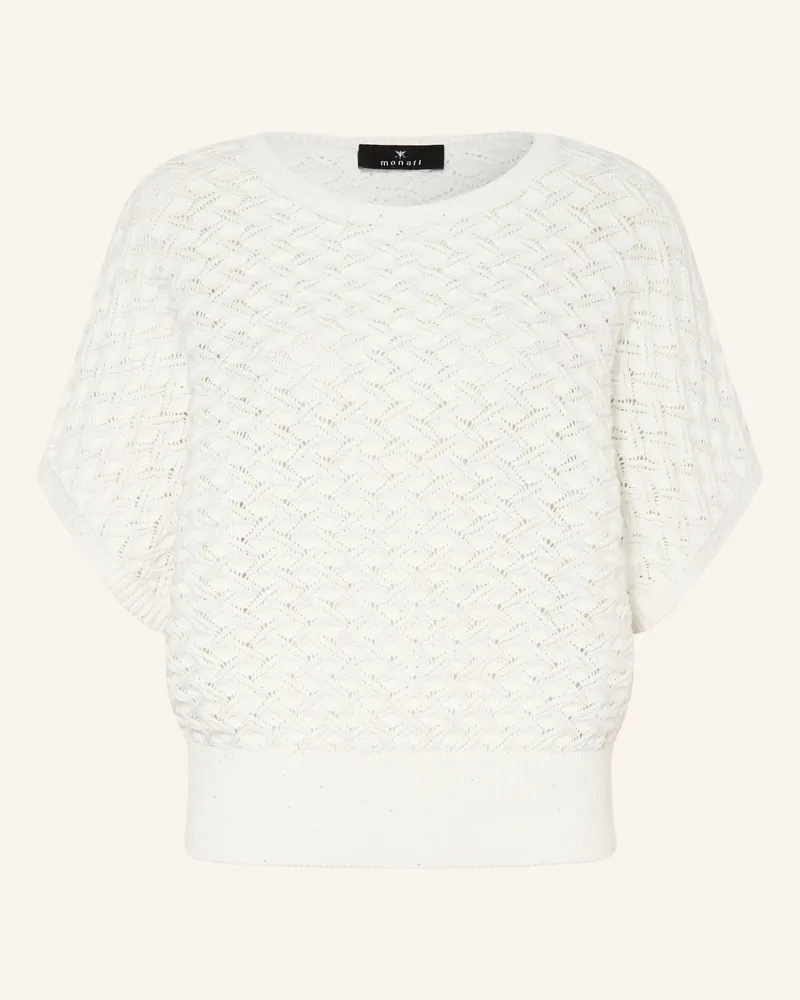 monari Strickshirt mit Pailletten Creme